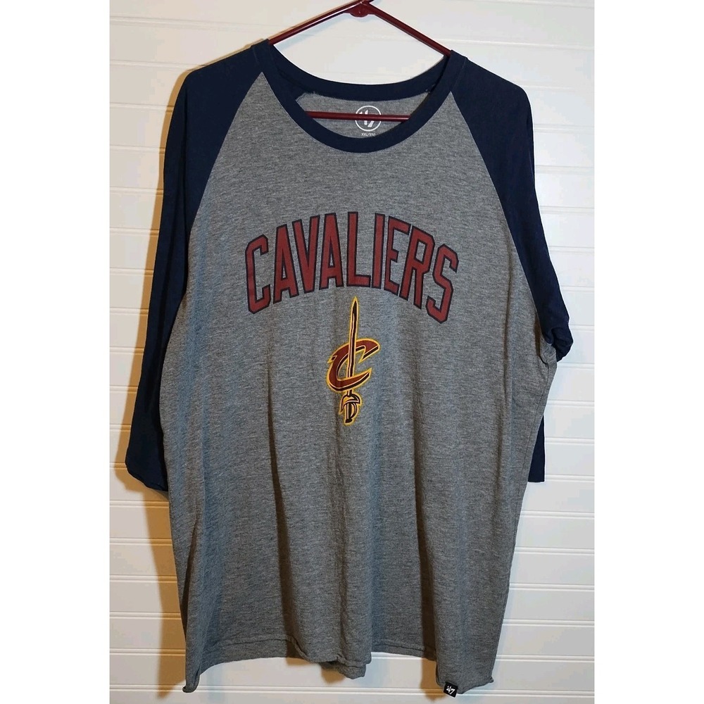 NBA Cleveland Cavaliers 3/4 Sleeve Raglan‎ T-shirt Men's 2xl Grey Navy XXL By 47